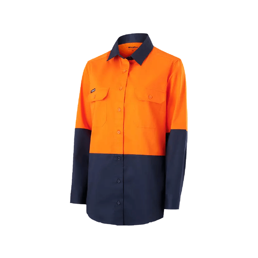 K44222 King Gee Womens Vented Spliced Drill Long Sleeve Shirt