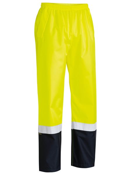 BP6965T Bisley Taped Hi Vis Shell Rain Pant in Orange/Navy or Yellow/Navy