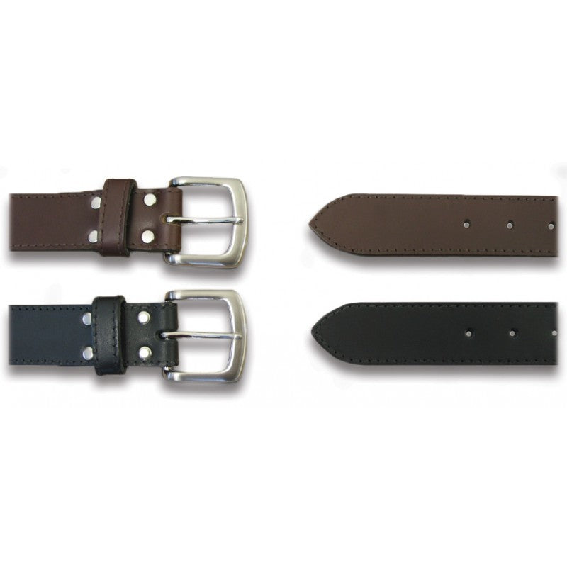 Taurus Leather Black Full Grain Belt Silver Plated Buckle with One Loop 38MM