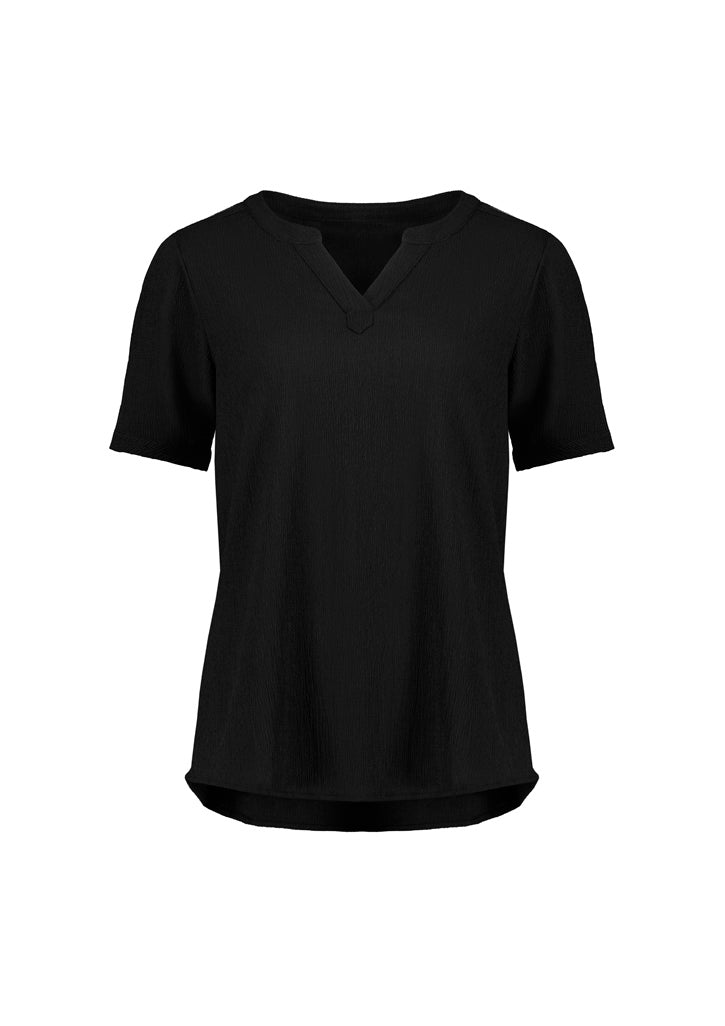 RU568LS Fashion Biz Womens Ruche Short Sleeve Blouse