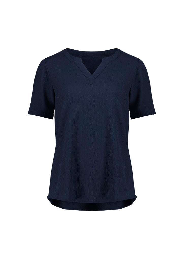 RU568LS Fashion Biz Womens Ruche Short Sleeve Blouse