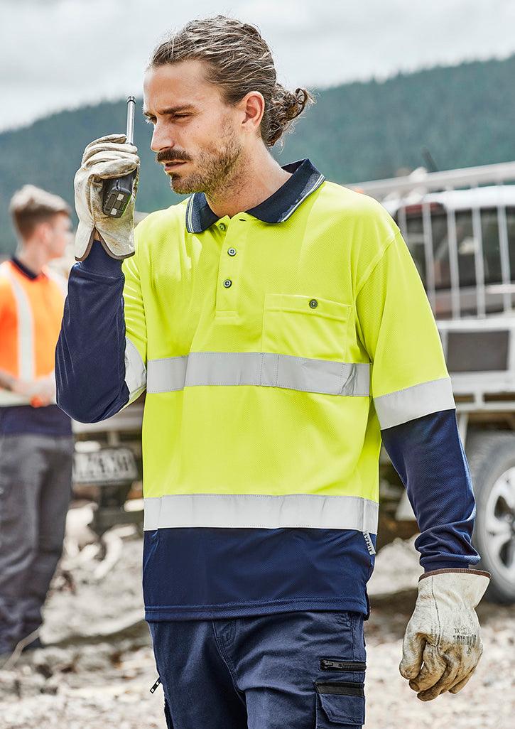 ZH235 Syzmik Mens Hi Vis Spliced Long Sleeve Polo - Hoop Taped