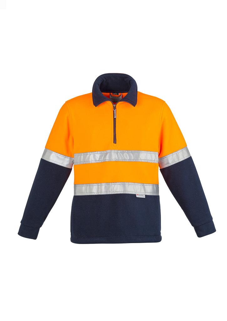 ZT461 Syzmik Unisex Hi Vis Polar Fleece Pullover - Hoop Taped Yellow/Navy