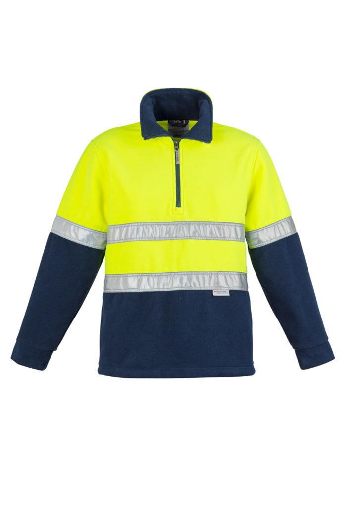 ZT461 Syzmik Unisex Hi Vis Polar Fleece Pullover - Hoop Taped Yellow/Navy