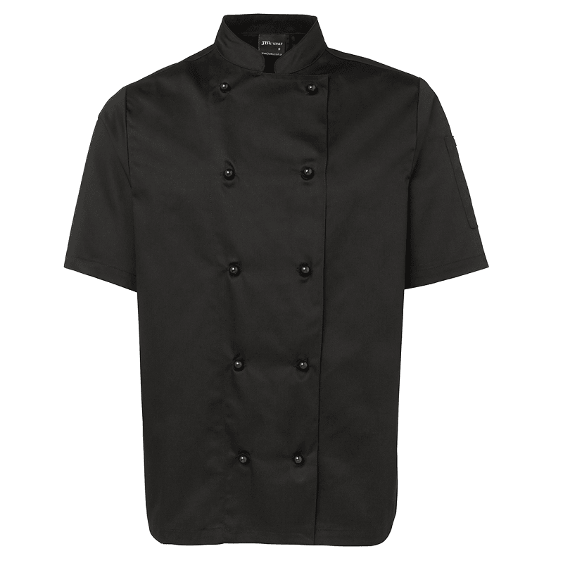 JB'S Wear Unisex Chef Jacket Short Sleeve Black