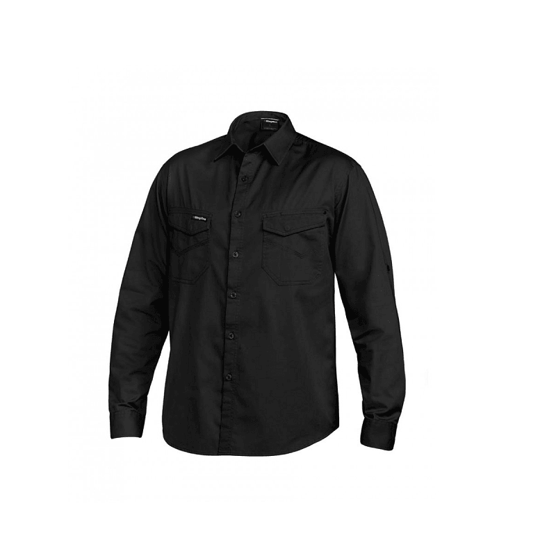 KingGee Mens Tradie Long Sleeve Shirt Black