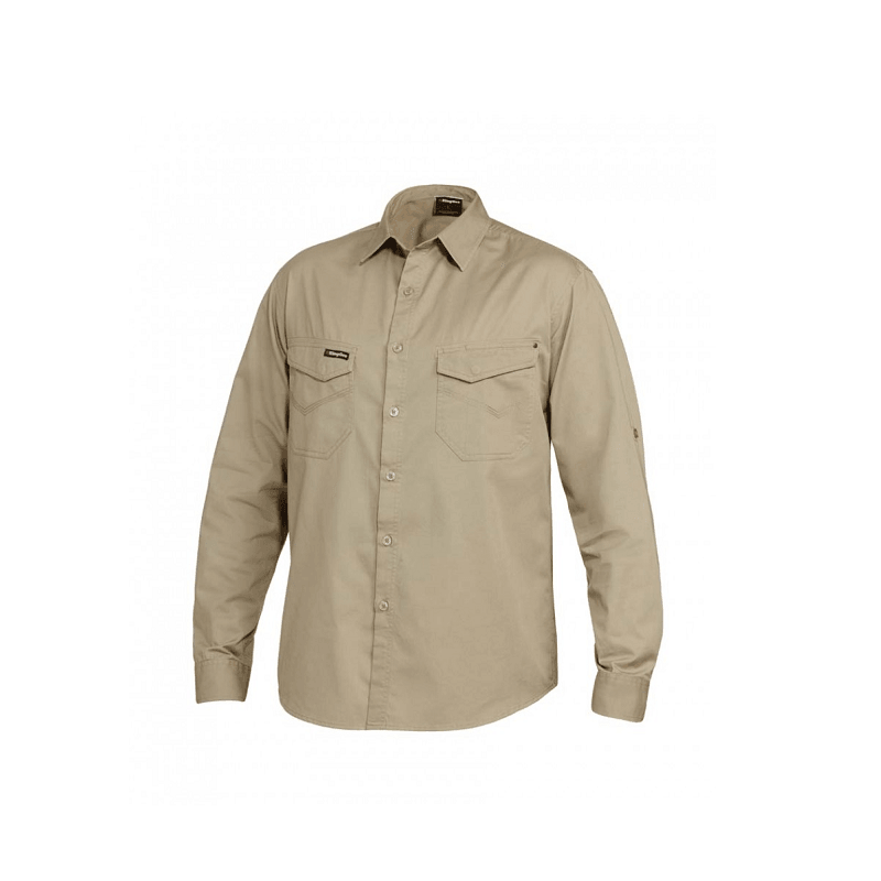 KingGee Mens Tradie Long Sleeve Shirt Khaki