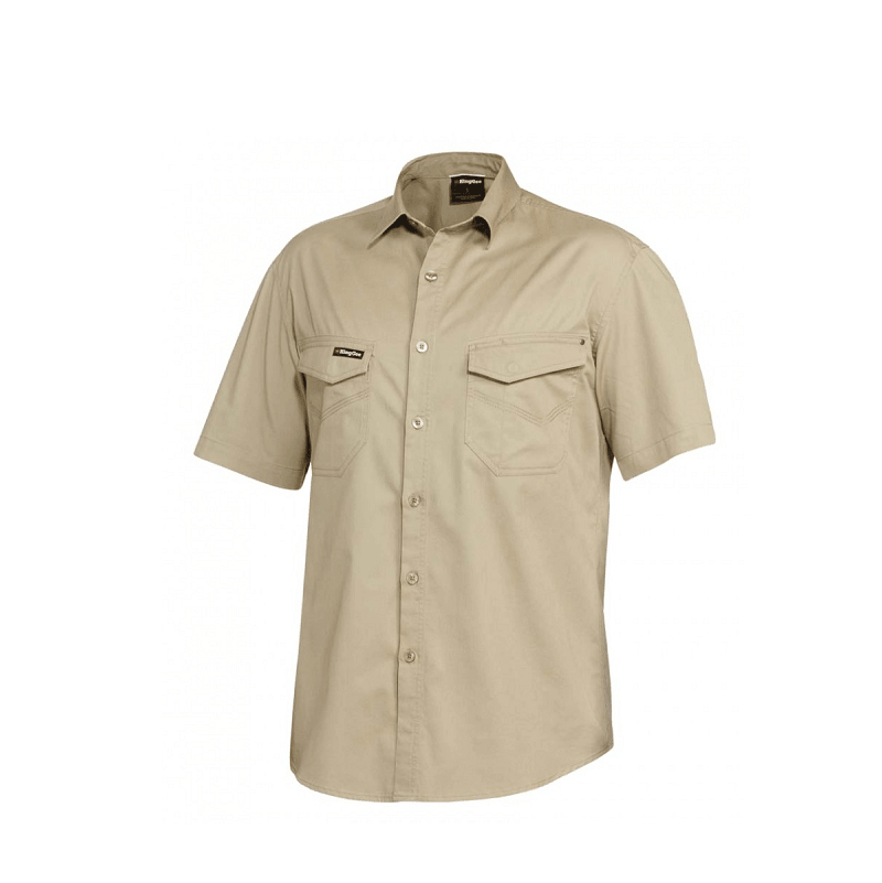 KingGee Mens Tradie Short Sleeve Shirt Khaki