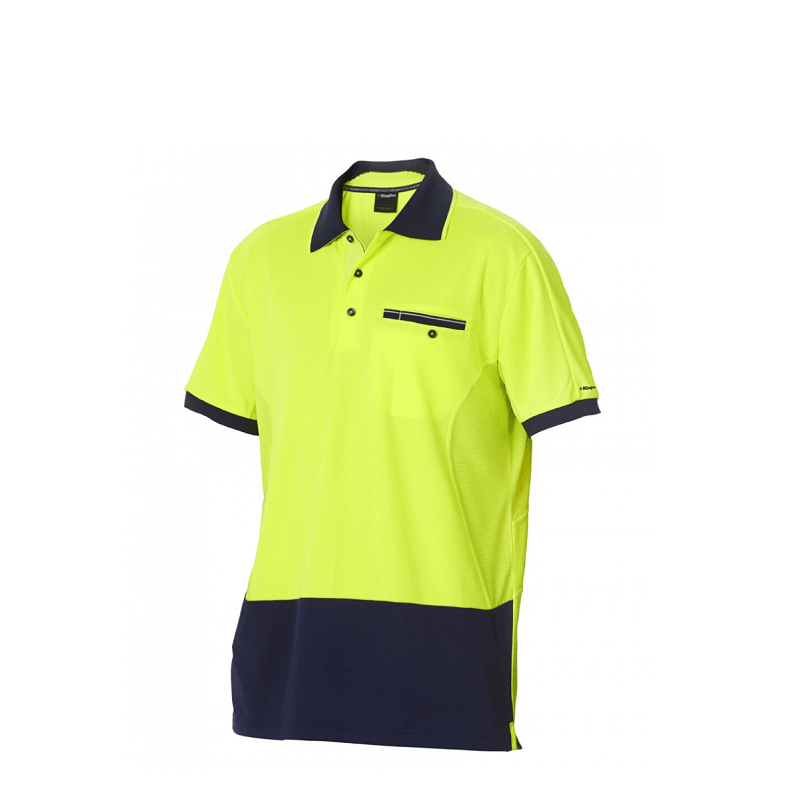 KingGee Mens Hyperfreeze Short Sleeve Polo Yellow/Navy