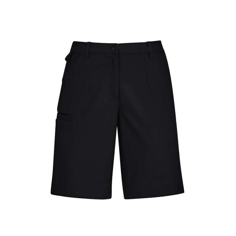 BizCare Womens Comfort Waist Cargo Short Black