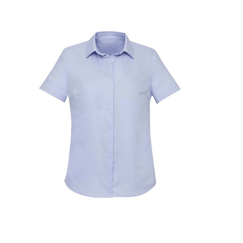 Biz Corporates Womens Charlie Short Sleeve Shirt Blue Chambray