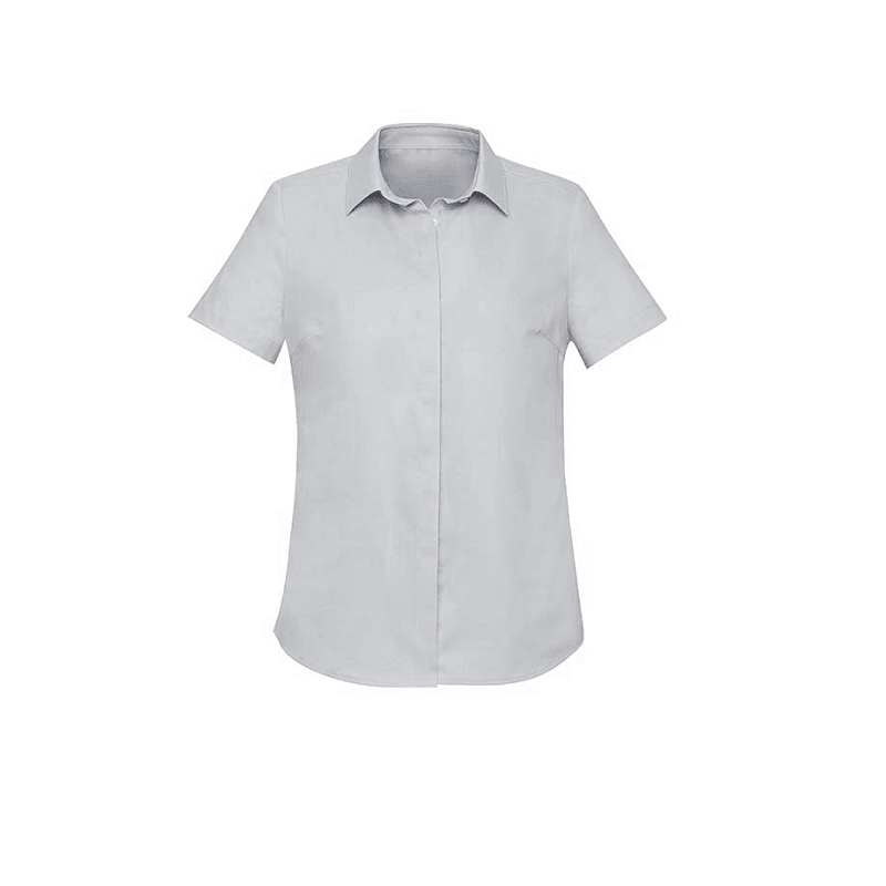 Biz Corporates Womens Charlie Short Sleeve Shirt Silver Chambray