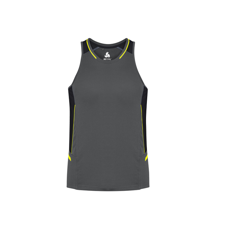 Biz Collection Mens Renegade Singlet Grey/Black/Yellow