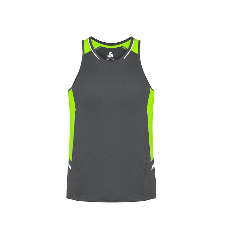 Biz Collection Mens Renegade Singlet Grey/Lime
