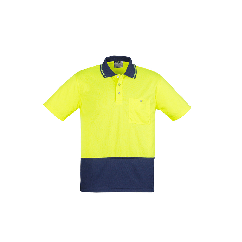 Syzmik Unisex Hi Vis Short Sleeve Spliced Polo Yellow/Navy