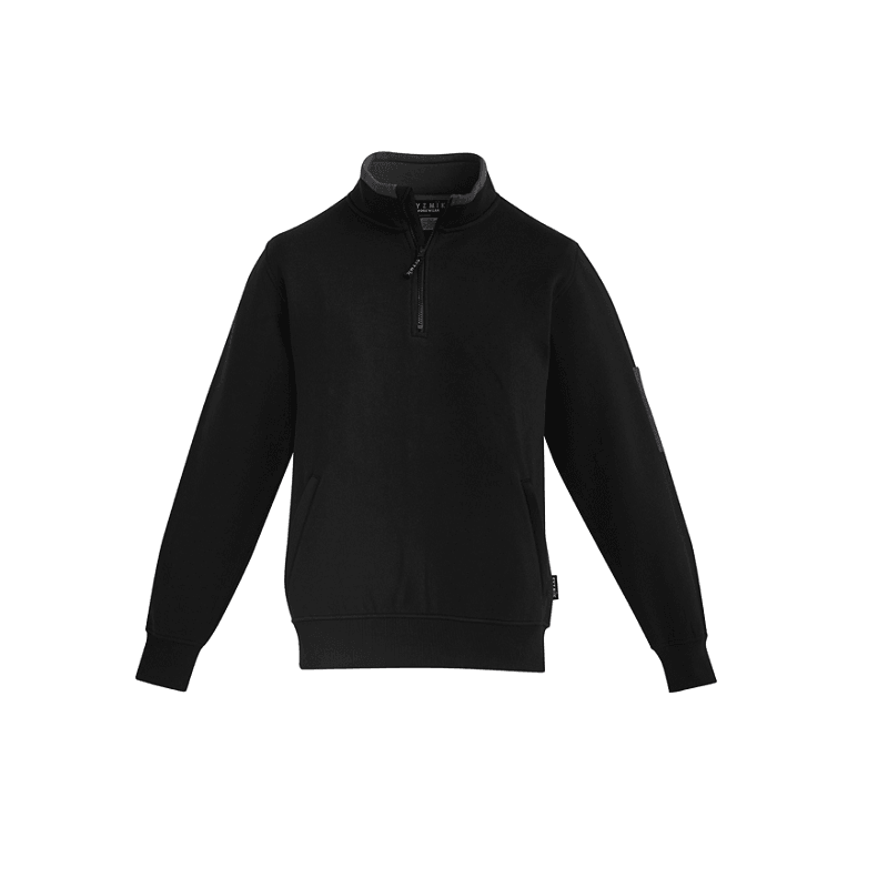 Syzmik Mens 1/4 Zip Brushed Fleece Black/Charcoal