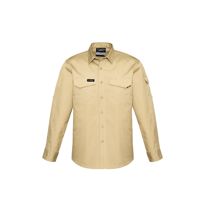 Syzmik Mens Cooling Long Sleeve Shirt Khaki