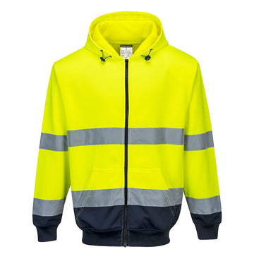 B317 Portwest Hi-Vis Contrast Zipped Hoodie