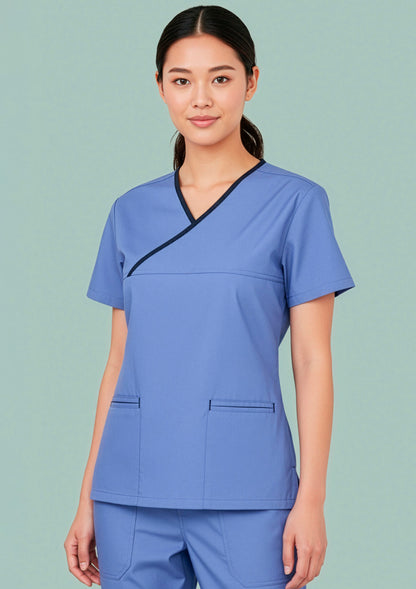 H10722 Fashion Biz Womens Contrast Scrub Top