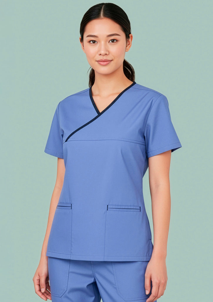 H10722 Fashion Biz Womens Contrast Scrub Top