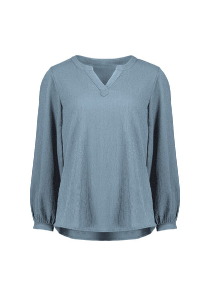 RU568LL Fashion Biz Womens Ruche Long Sleeve Blouse