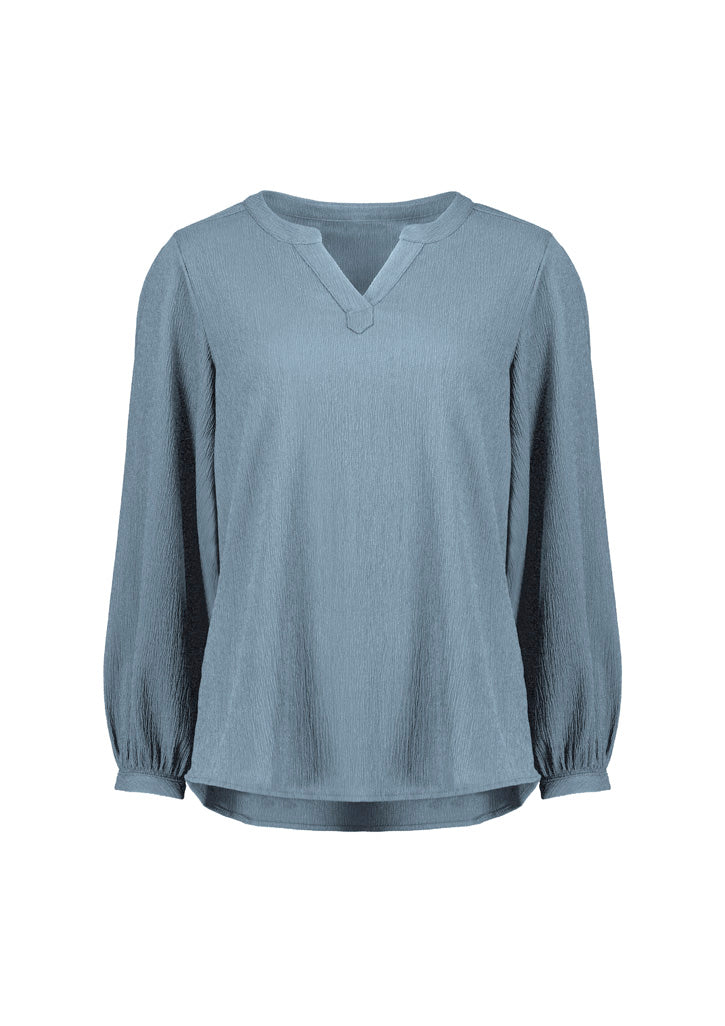 RU568LL Fashion Biz Womens Ruche Long Sleeve Blouse