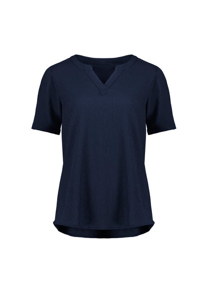 RU568LS Fashion Biz Womens Ruche Short Sleeve Blouse