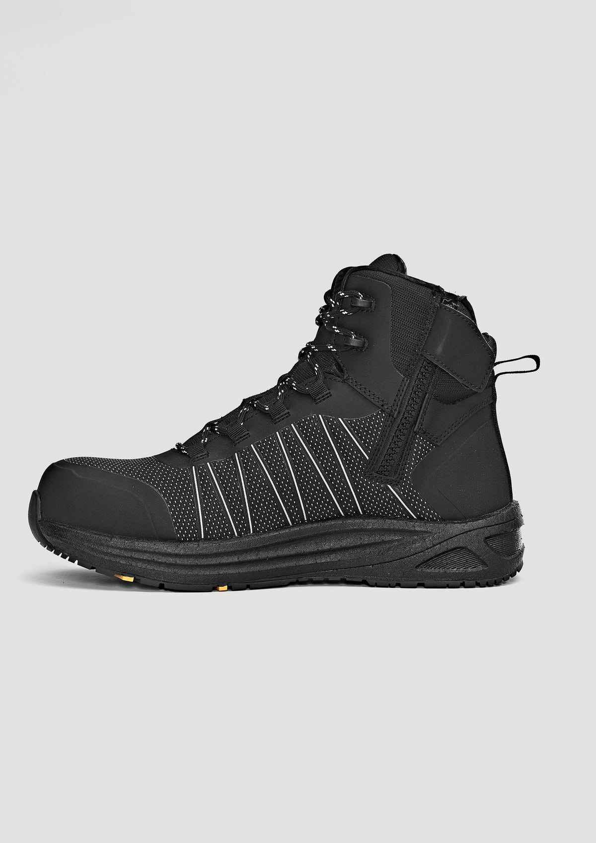 ZFL502 SYZMIK UltraLite Mid Zip Black Reflective Safety Boot in Black