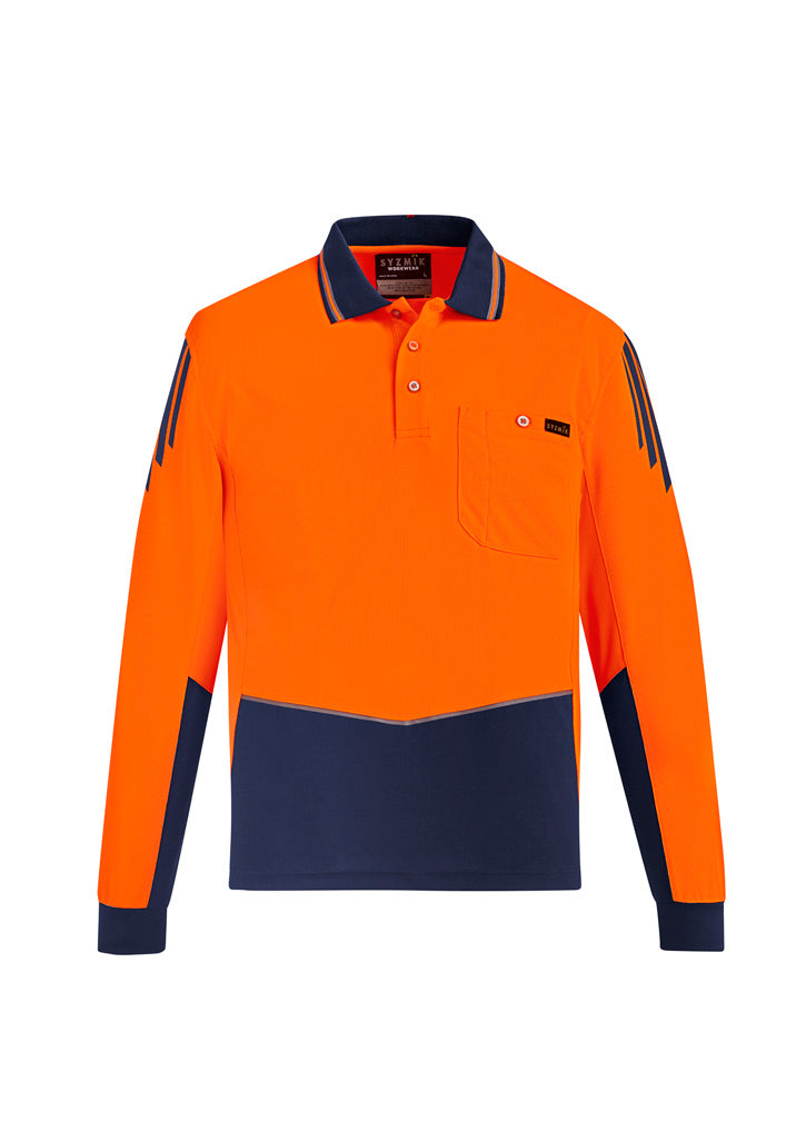ZH310 Syzmik Mens Hi Vis Flux Long Sleeve Polo