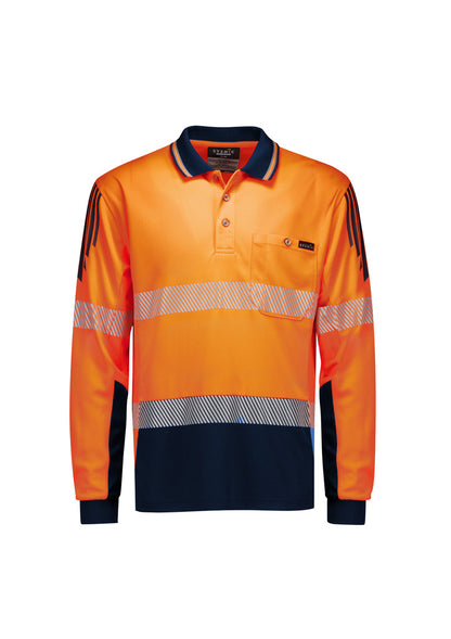ZH310 Syzmik Mens Hi Vis Flux Segmented Tape Long Sleeve Polo