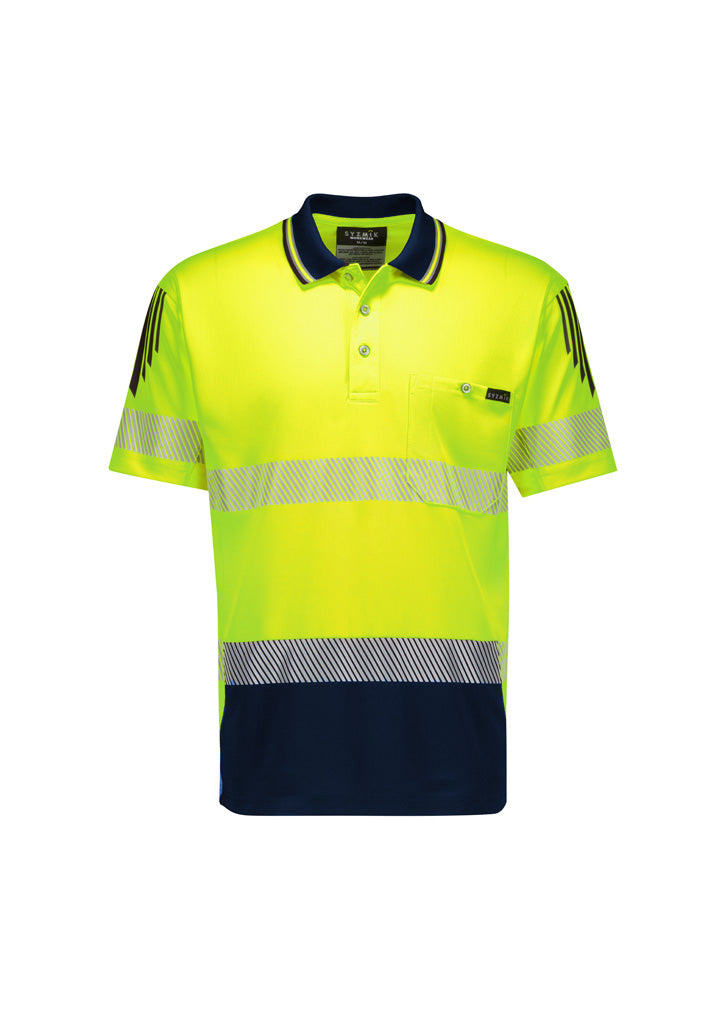 ZH315 Syzmik Mens Hi Vis Flux Segmented Tape Short Sleeve Polo