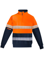 ZT150 Syzmik Mens Orange Flame Hi Vis 1/4 Zip Brushed Fleece Pullover - Hoop Taped