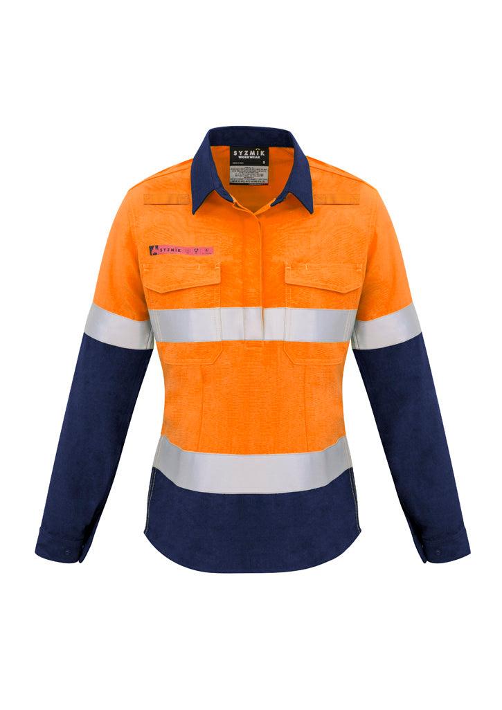 ZW131 Syzmik Womens FR Closed Front Hooped Taped Spliced Shirt