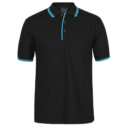 JB'S Wear Men's Contrast Polo Shirt Black/Aqua