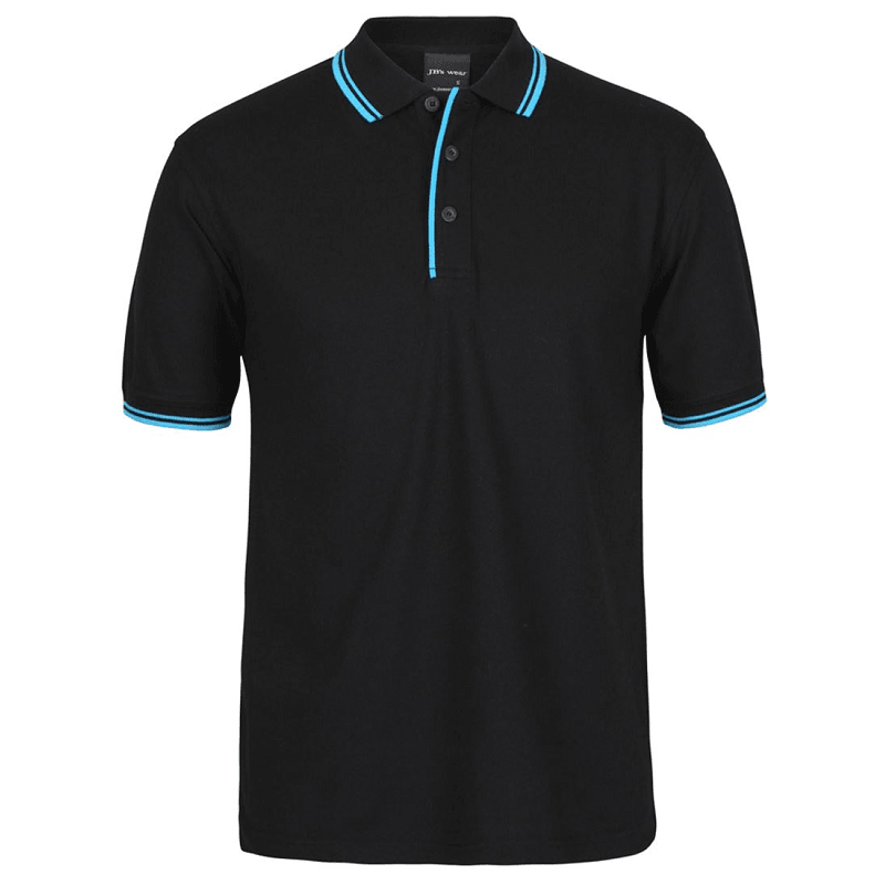 JB'S Wear Men's Contrast Polo Shirt Black/Aqua