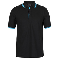 JB'S Wear Men's Contrast Polo Shirt Black/Aqua