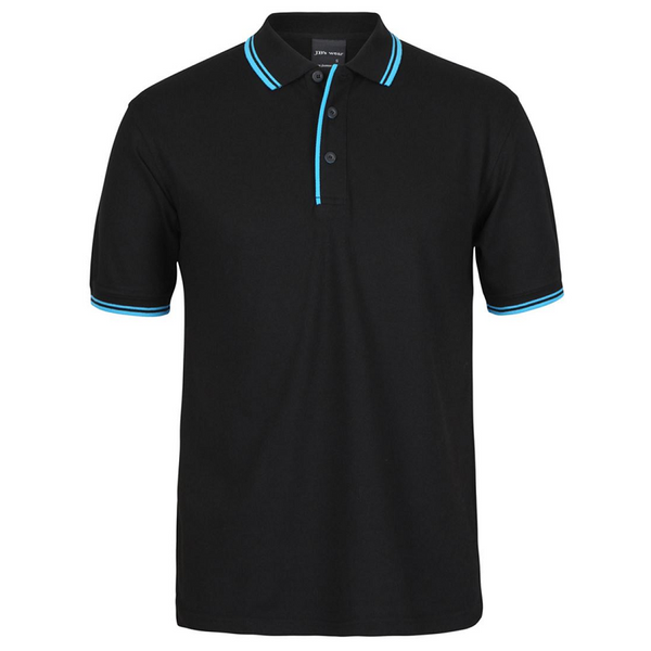 JB'S Wear Men's Contrast Polo Shirt Black/Aqua