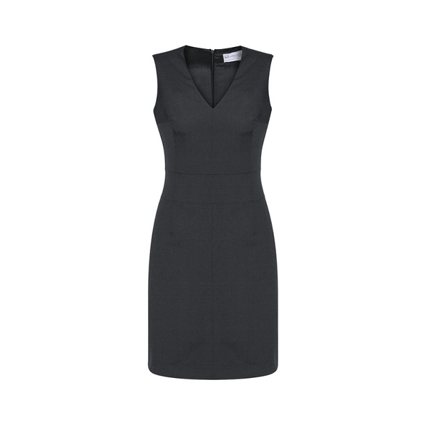 Biz Corporates Womens Sleeveless V Neck Dress Charcoal