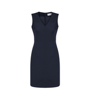 Biz Corporates Womens Sleeveless V Neck Dress Navy