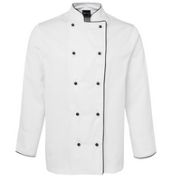 JB'S Wear Unisex Chef Jacket Long Sleeve White/Black Piping