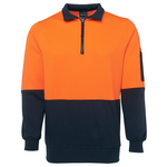 JB'S Wear Mens Hi Vis 1/2 Zip Fleecy Sweat Orange/Navy