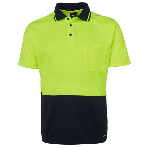 JB'S Wear Men's Hi Vis Short Sleeve Polo Shirt Lime/Navy