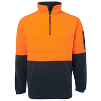 JB'S Wear Men's Hi Vis 1/2 Zip Polar Fleece Orange/Navy