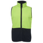 JB'S Wear Men's Hi Vis Polar Vest Lime/Navy