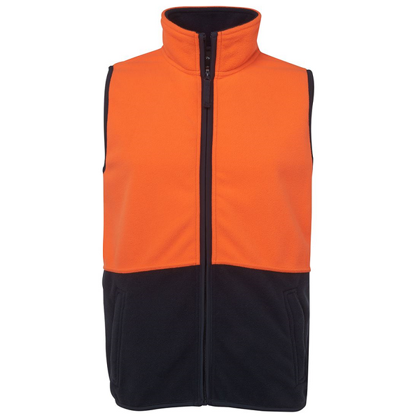 JB'S Wear Men's Hi Vis Polar Vest Orange/Navy