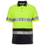 JB'S Wear Men's Day/Night Hi Vis Short Sleeve Polo Shirt Lime/Navy