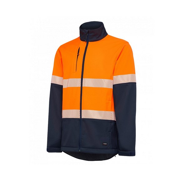 KingGee Mens Hi-Vis Soft Shell Jacket Orange/Navy