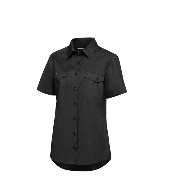 KingGee Ladies Short Sleeve Workcool 2 Shirt Charcoal