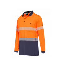 KingGee Mens Hyperfreeze Taped Long Sleeve Polo Orange/Navy 