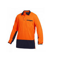 KingGee Mens Hyperfreeze Long Sleeve Polo Orange/Navy 